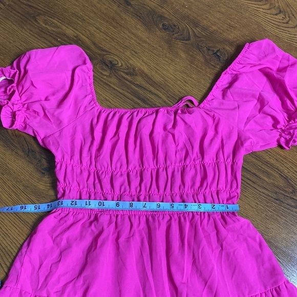 🌷 Liberty Love 🌷 Vibrant Pink Romantic Puff Sleeve A Line Dress NWOT - Picture 8 of 10